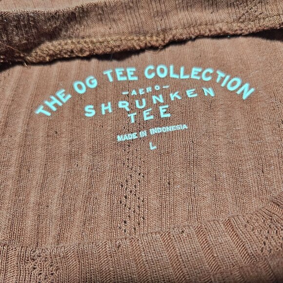 Brandy Melville Red Crop Top Womens Size Large Long Sleeve Ribbed Shrunken Tee - Picture 3 of 3